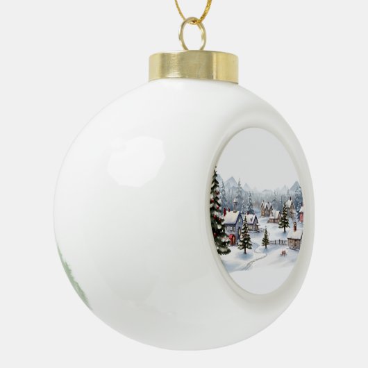 ヴィンテージメリークリスマス セラミックボールオーナメント (左)