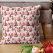 ヴィンテージメリークリスマス&ブライトピンク&レッド クッション