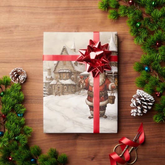 ヴィンテージメリークリスマス ラッピングペーパー (クリスマスギフト)