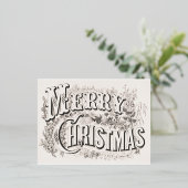 ヴィンテージメリークリスマス 箔招待状ポストカード (立ち正面)