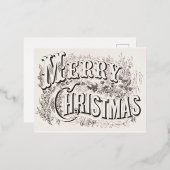 ヴィンテージメリークリスマス 箔招待状ポストカード (正面/裏面)