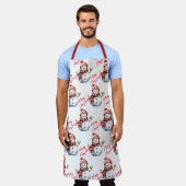 ヴィンテージメリークリスマス&雪だるま エプロン (着用した状態)