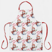 ヴィンテージメリークリスマス&雪だるま エプロン (正面)