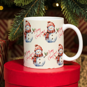 ヴィンテージメリークリスマス&雪だるま コーヒーマグカップ