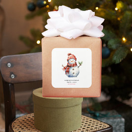 ヴィンテージメリークリスマス&雪だるま スクエアシール