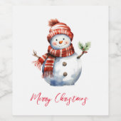 ヴィンテージメリークリスマス&雪だるま ワインラベル (シングルラベル)