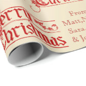 ヴィンテージメリークリスマスfrom名前をカスタムする ラッピングペーパー (ロールコーナー)