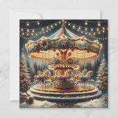 ヴィンテージメリーゴーラウンドのクリお洒落スマス シーズンカード (正面)