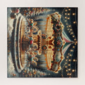 ヴィンテージメリーゴーラウンドのクリお洒落スマス ジグソーパズル (横)