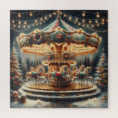 ヴィンテージメリーゴーラウンドのクリお洒落スマス ジグソーパズル (縦)