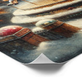 ヴィンテージメリーゴーラウンドのクリお洒落スマス ポスター (角)