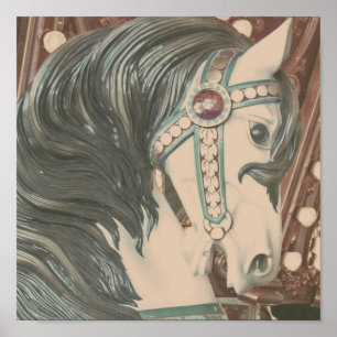 ヴィンテージメリーゴーラウンド馬 ポスター