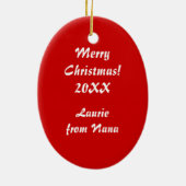 ヴィンテージメリーサンパーソナライズされたタ・クリスマス セラミックオーナメント (裏面)