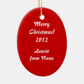 ヴィンテージメリーサンパーソナライズされたタ・クリスマス セラミックオーナメント (裏面)