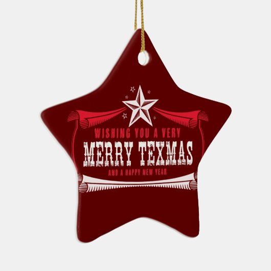 ヴィンテージメリーテキサス州スターのクリスマスオーナメント セラミックオーナメント (右)