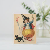 ヴィンテージメリーハロウィン魔女ネコ付き シーズンポストカード (スタンド正面)