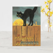 ヴィンテージメリーハロウィーンキャットバイエレンクラッサドル カード (黄色い花)