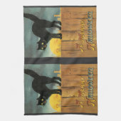 ヴィンテージメリーハロウィーンキャットバイエレンクラッサドル キッチンタオル (縦)