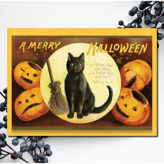 ヴィンテージメリーハロウィーン黒猫ブロム シーズンカード