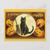ヴィンテージメリーハロウィーン黒猫ブロム シーズンポストカード (正面)