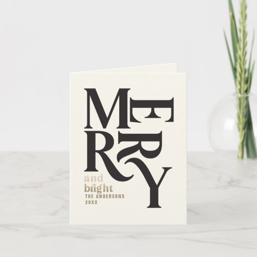 ヴィンテージメリーブライトブラック+金ゴールド折り返しクリスマス 案内状 (正面)