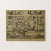 ヴィンテージメリーランドとデラウェアの例示的な地図 ジグソーパズル (横)