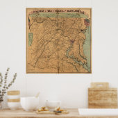 ヴィンテージメリーランドとバージニアの内戦の地図 ポスター (キッチン)