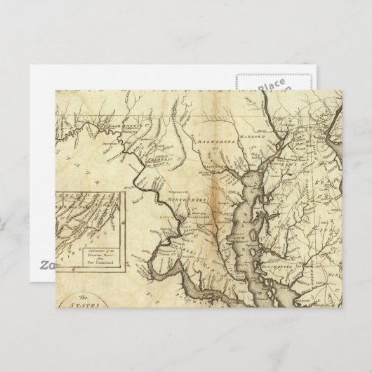 ヴィンテージメリーランドの地図(1796年) ポストカード (正面/裏面)
