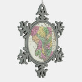 ヴィンテージメリーランドの地図（1827年） スノーフレークピューターオーナメント (左)