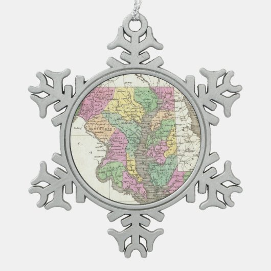 ヴィンテージメリーランドの地図（1827年） スノーフレークピューターオーナメント (正面)