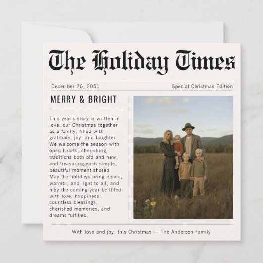 ヴィンテージメリー新聞とBright Family Photo シーズンカード (正面)
