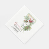 ヴィンテージメリー賛美クリスマスのカードフローラ詩 スタンダードランチョンナプキン (角)