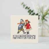 ヴィンテージメリー雪だるま式の子供のクリスマス シーズンカード (スタンド正面)