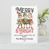 ヴィンテージメリー&ブライトクリスマス小妖精や小人カード シーズンカード (スタンド正面)
