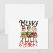ヴィンテージメリー&ブライトメリークリスマス シーズンポストカード (正面/裏面)