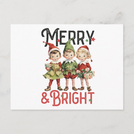 ヴィンテージメリー&ブライトメリークリスマス ポストカード (正面)