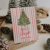 ヴィンテージメリー&ブライトレッドストライプクリスマスツリー シーズンカード