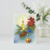 ヴィンテージメリー「温かい」キャンドルライトクリスマスツリー シーズンポストカード (スタンド正面)