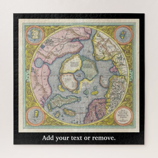 ヴィンテージメルカトルHondius北極地図1606, ジグソーパズル (縦)