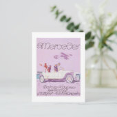 ヴィンテージメルセデスAd – 紫、飛行機 ポストカード (スタンド正面)