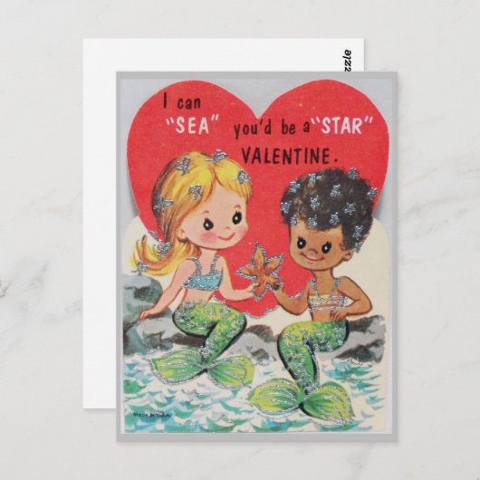 ヴィンテージメルメイド数々の人種バレンタインハガキ ポストカード (正面/裏面)