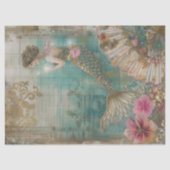 ヴィンテージメルメイドEphemera Decompage inグリーン，金ゴールド 薄葉紙 (正面)