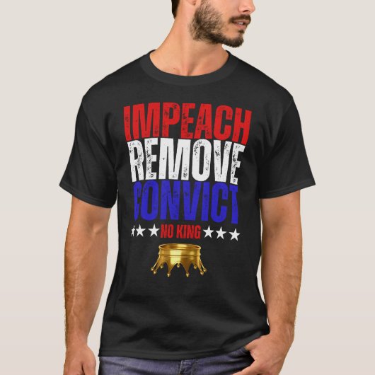 ヴィンテージメンズインピーチ囚人の除去No Kings 1776 Tシャツ (正面)