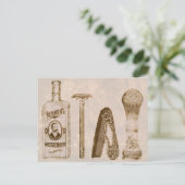 ヴィンテージメンズシェービングキットカミソリ葉書 ポストカード (スタンド正面)