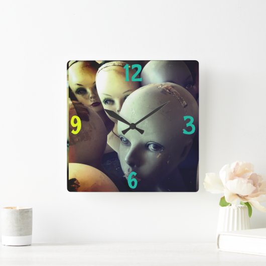 ヴィンテージメンズマネキン美しいヘッド スクエア壁時計 (ホーム)