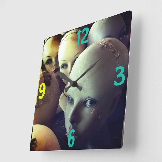 ヴィンテージメンズマネキン美しいヘッド スクエア壁時計 (傾斜)