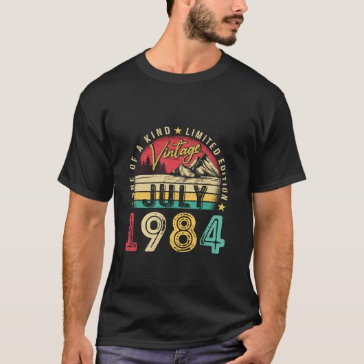 ヴィンテージメンズ40歳おもしろいプレゼント1984年7月40日 Tシャツ (正面)
