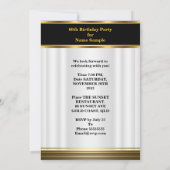 ヴィンテージメンズ60thバースデーパーティー金ゴールドホワイトビール 招待状 (裏面)