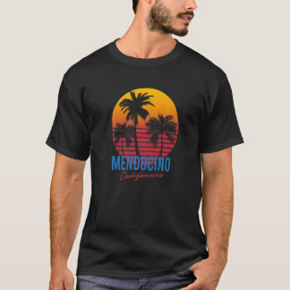 ヴィンテージメンドシーノカリフォルニアパームツリーズサンセットCA Tシャツ