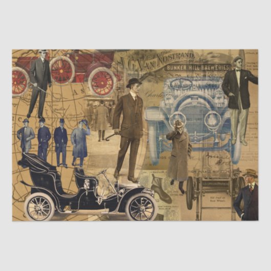 ヴィンテージメン広告シャビーシックデコパージュ 薄葉紙 (正面)